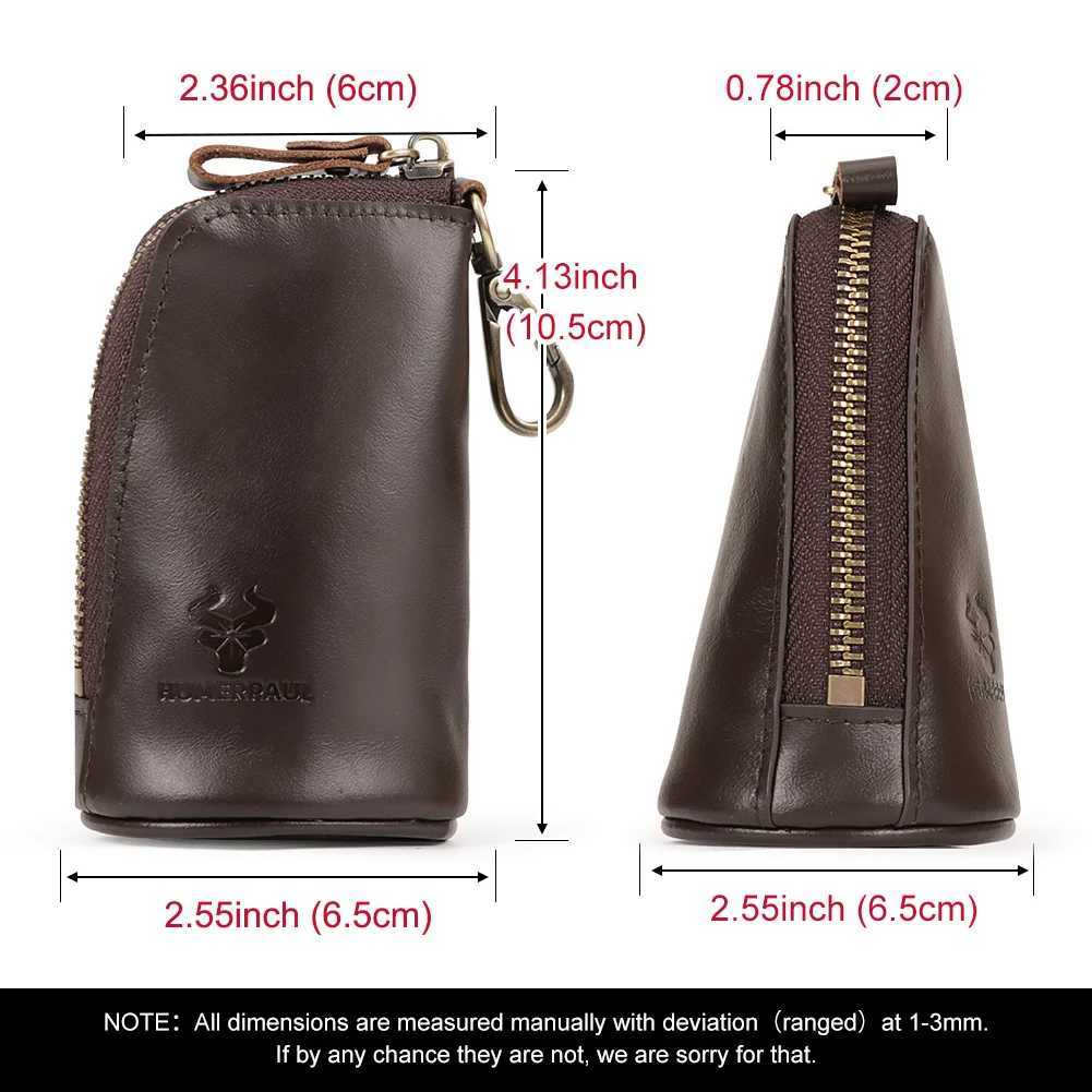 Vintage Genuine Leather Key Case Coin Purse Multifunctional Zip Key Holder Wallet with Key Ring Hook to Organize Keys Coins Z251023