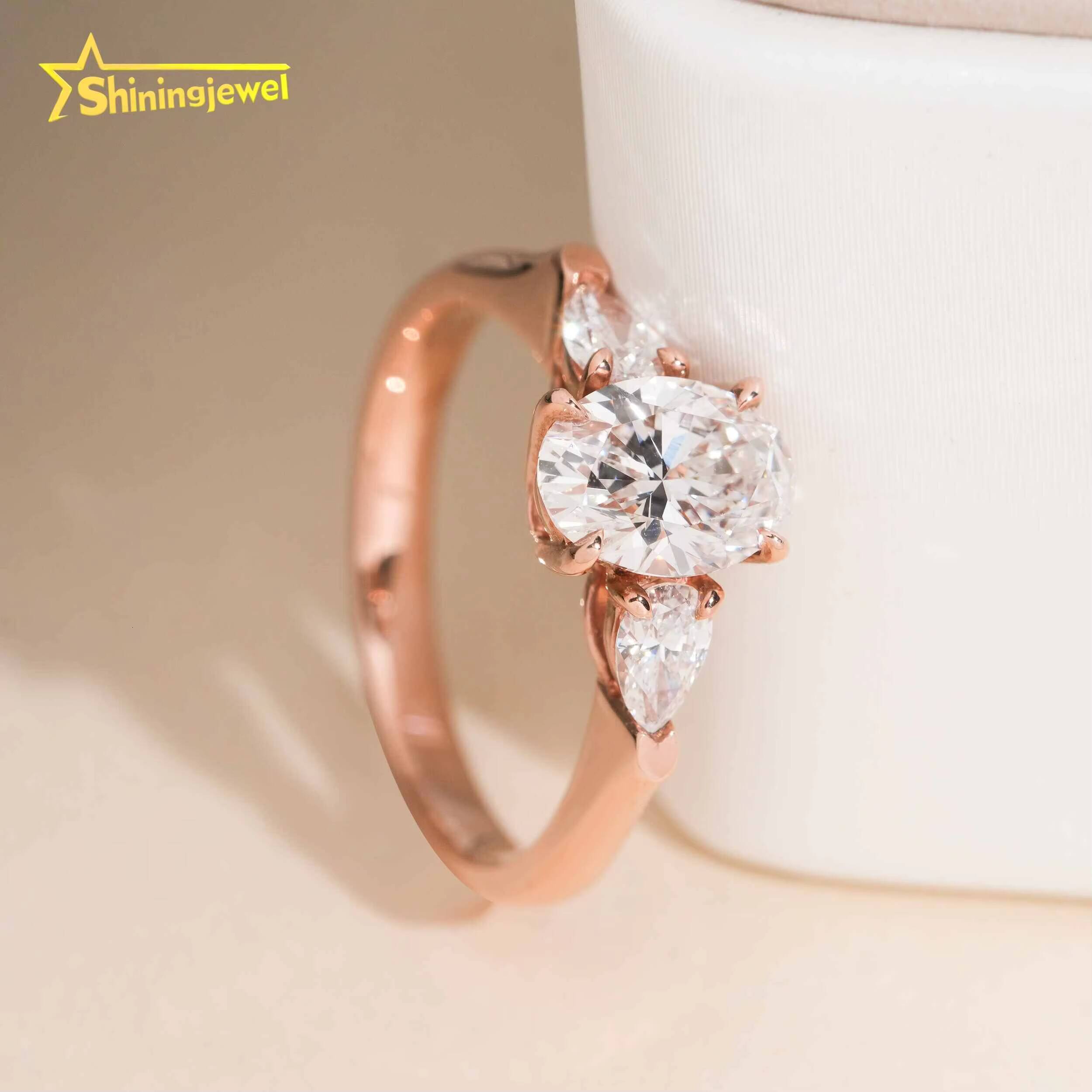 IGI Certificate Women Jewelry Diamond Engagement Ring Iced Out 10K Solid Gold Jewelry Oval Cut Lab Grown Diamond Wedding Rings