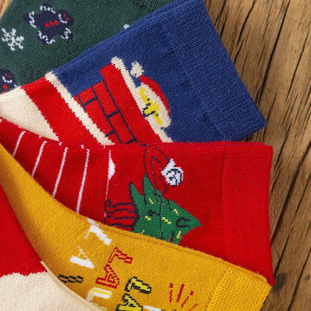 5Pairslot Kids Socks Autumn Winter Socks Children Cotton Christmas Socks For Students Girls Boys Cartoon Cute Warm Socks J251024