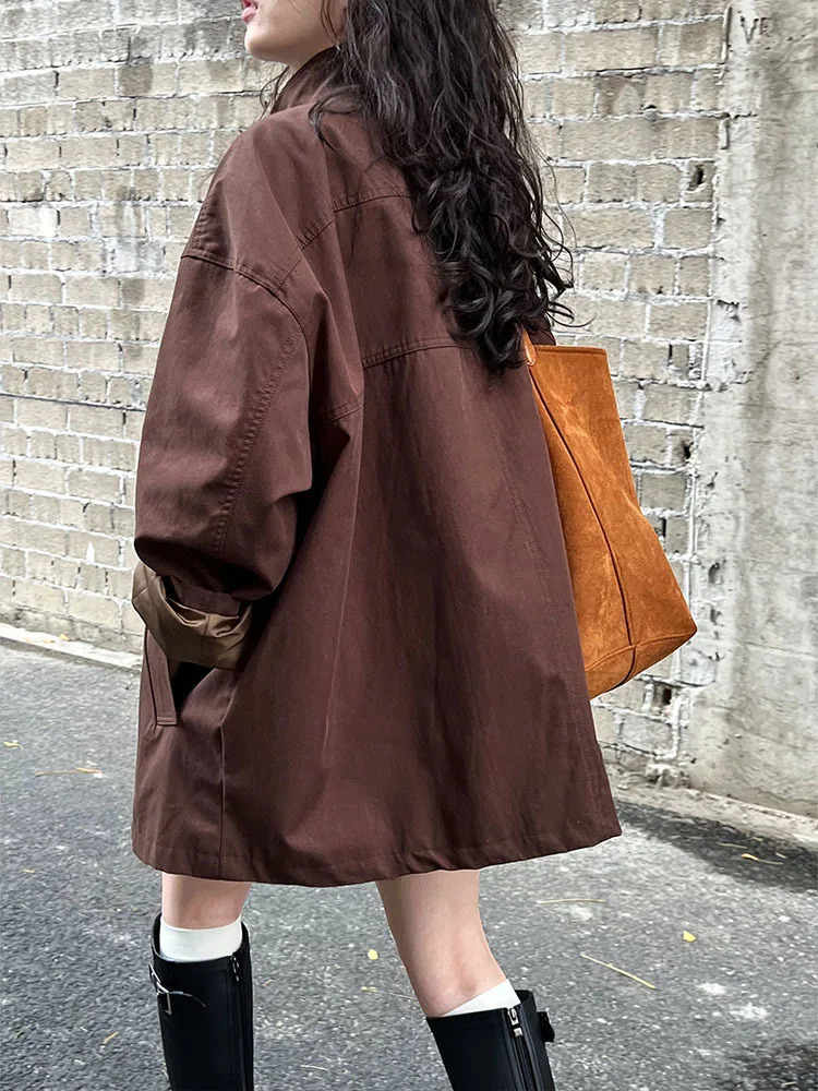 LANMREM Temperament Short Trench For Women Lapel Single Breasted Solid Color Pockets n Coat Spring 2Z2225 251021