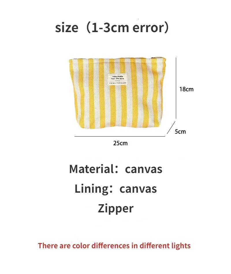 Retro Stripe Cosmetic Bag for Women Portable Canvas Travel Toiletries Storage Bags Female Makeup Case Clutch Purse HandbagsT251024