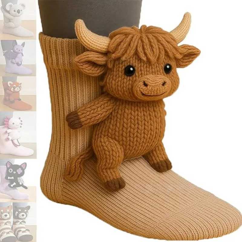 3D Knitted Animal Socks Cute Cozy Fuzzy Thick Warm Crew With 3D Ears For Women Teens Kids Home Winter Holiday Gift Christmas J251024