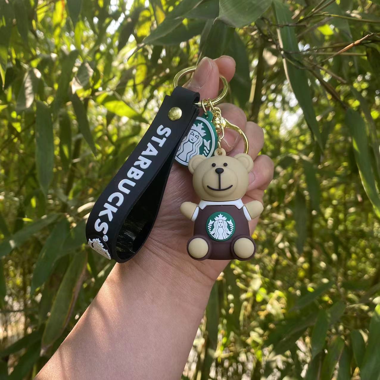 Milk Tea Cup Bear Series Epoxy Resin Doll Keychain Car & Backpack Key Charm Wholesale for Accessory Stores