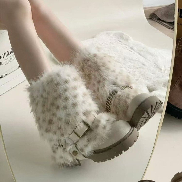 Designer boots with thick fur soles women's autumn and winter new luxury boots wool lining thickened warm cotton shoes short boots
