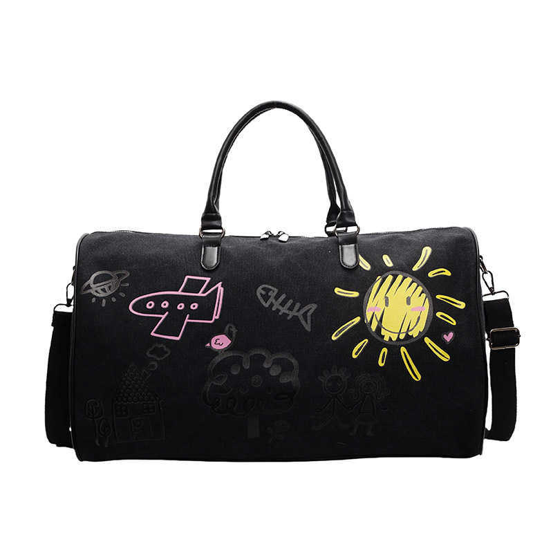Graffiti Personality Travel Bag Trendy Fitness Bag Business Trip Luggage Bag Large Capacity Printed Yoga Bag