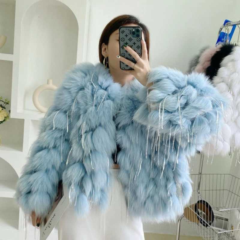 Luxury Fall Winter 3D Hairball Faux Fur Sequined Fringed Jacket Fur Faux Mink Fur Tassels Coat Furry Flocking Cardigan Tops H251024