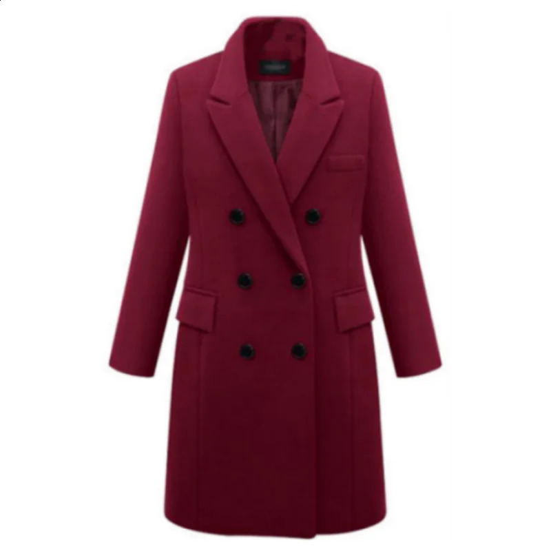 Officewear Casual Women Jackets Fashion Ladies Wool Loose Outwear Elegant Lapel Solid Doublebreasted Coats For Autumn Winter 251016