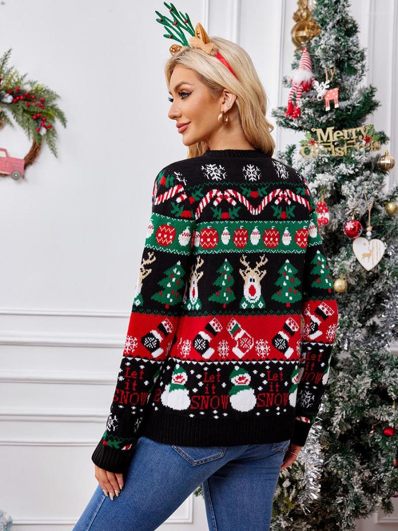 Designer Women's Sweaters Christmas Print Womens Christmas Sweater Winter Casual Loose Full Sleeve Knitwear Oversized Jumper Warm Soft Xmas Look 