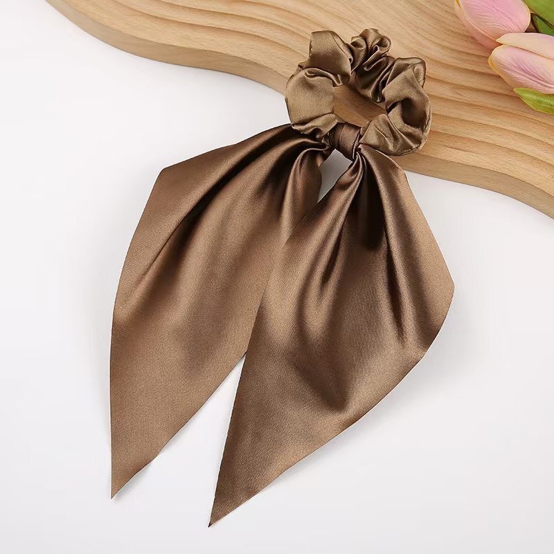 New Solid Color Knotted Imitation Silk Scrunchie Ponytail Ribbon Fashion Simple Hair Tie