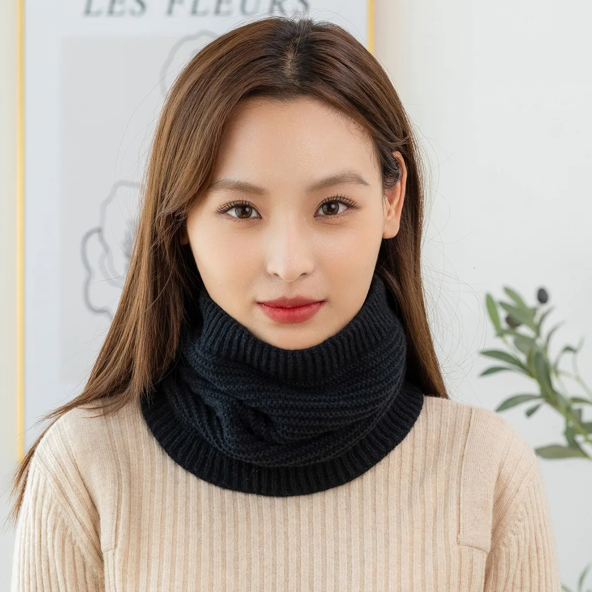 Womens Winter Fleece Neck Scarf Thickened Warmth Autumn Neck Sleeve Men Scarf Scarves Plush Double Layer Neckerchief Scarf Ring 251020