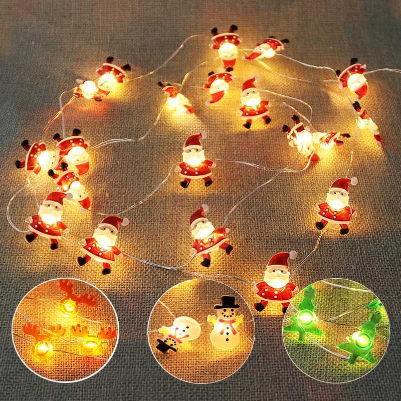 2M Christmas Santa Claus Snowflake LED Light String Garland Xmas Tree Fairy Light Christmas Decoration for Home New Year Navidad C251024