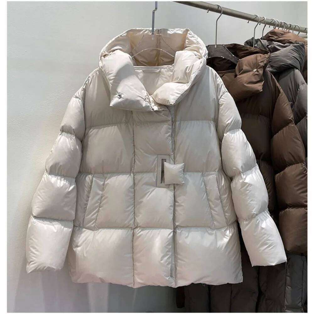 Winter White Duck Down Jacket Women 2025 Fashion Female Thick Warm Fluffy Parkas Loose Oversized Puffer Coat Outwear Coats Designer Women