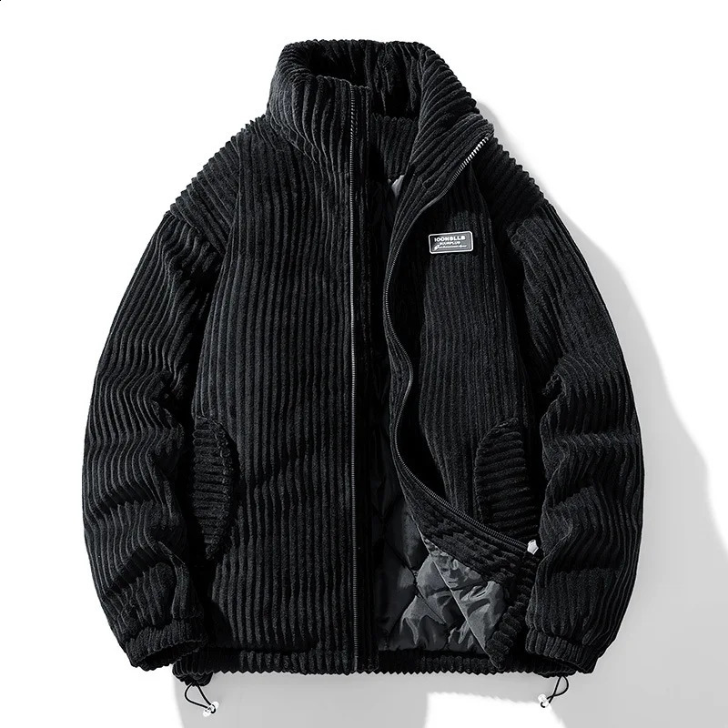 Winter Corduroy Parka Jacket Men Cotton Padded Parkas Autumn Puffer Jacket Male Vintage Korean Man Stand Collar Windbreaker Coat 251020