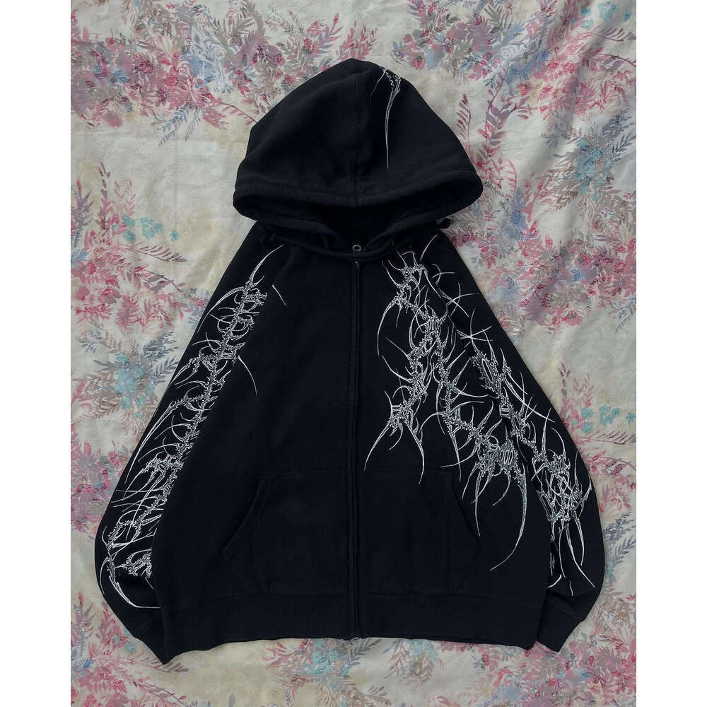 New Fashion Brand Hoodie Haruku Retro Gothic Printing Casual Jacket American Streets Hip Hop Sweatshirt Coat Tops Unisex