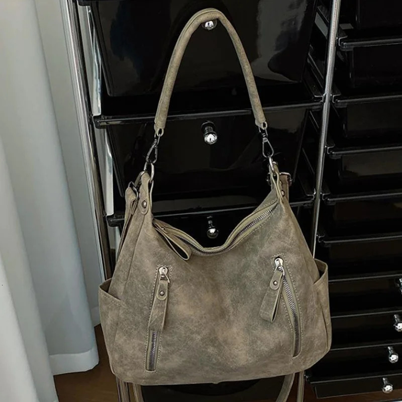 er Leather Female Side Bags Retro Shoulder Bag for Women Handbag Casual Ladies Large Capacity Tote Bag 251023