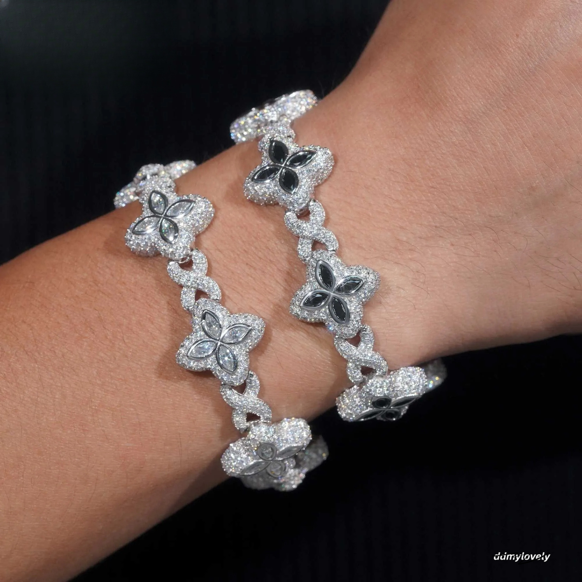 Four Leaf Clover Bracelet: Sterling Sier Moissanite Dia Tennis Bracelet - Elegant Lucky Charm Design Ddmylovely