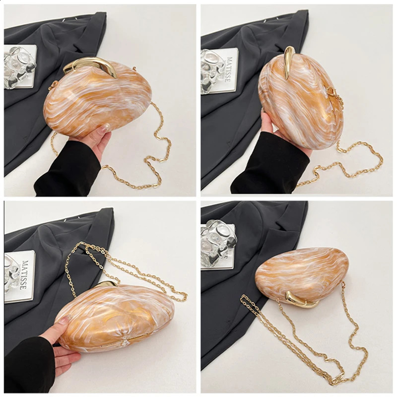 Acrylic Shell Shape Evening Clutch Ladies er Chain Crossbody Shoulder Bag Elegant Handbag Party Wedding Banquet Bag 251023