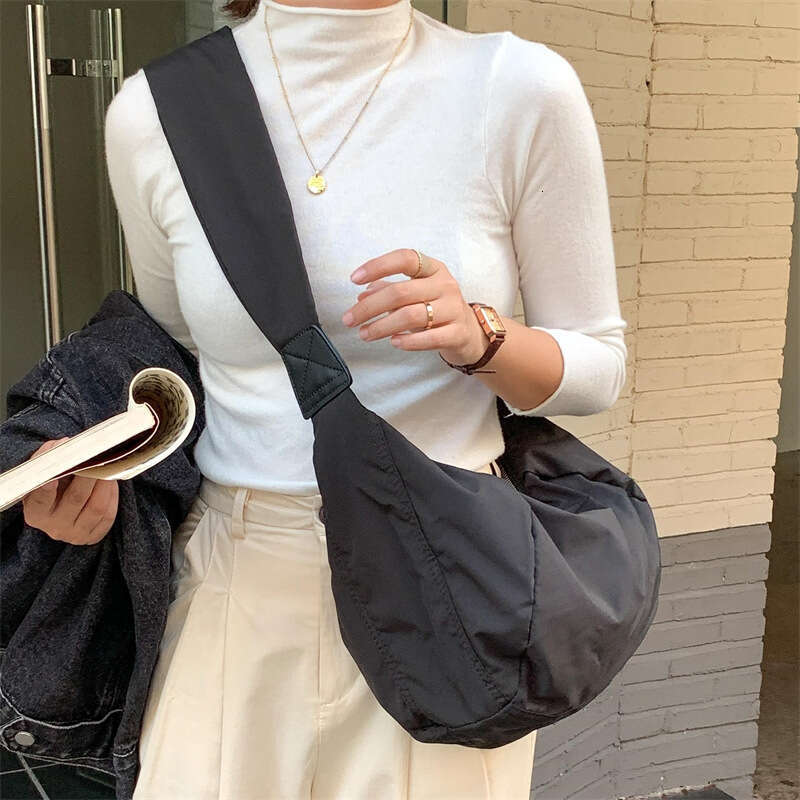 Nylon Single Crossbody For Women, Large Capacity, Spring And Summer Versatile Casual Bag, Niche Wide Shoulder Strap Fashion Dumpling Bag B5