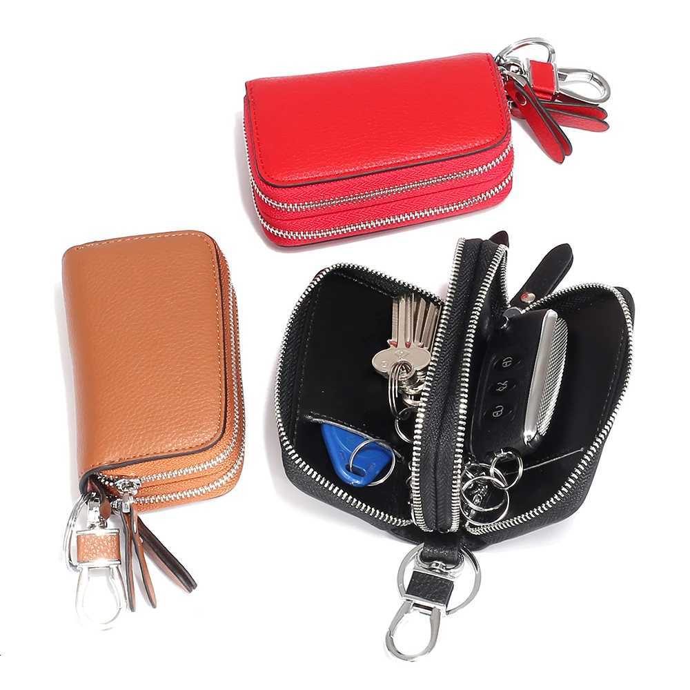 Split Leather Key Wallets Unisex Key Bag Men Car Key Holders Double Zipper Keychain Case Women Smart Housekeeper Z251023