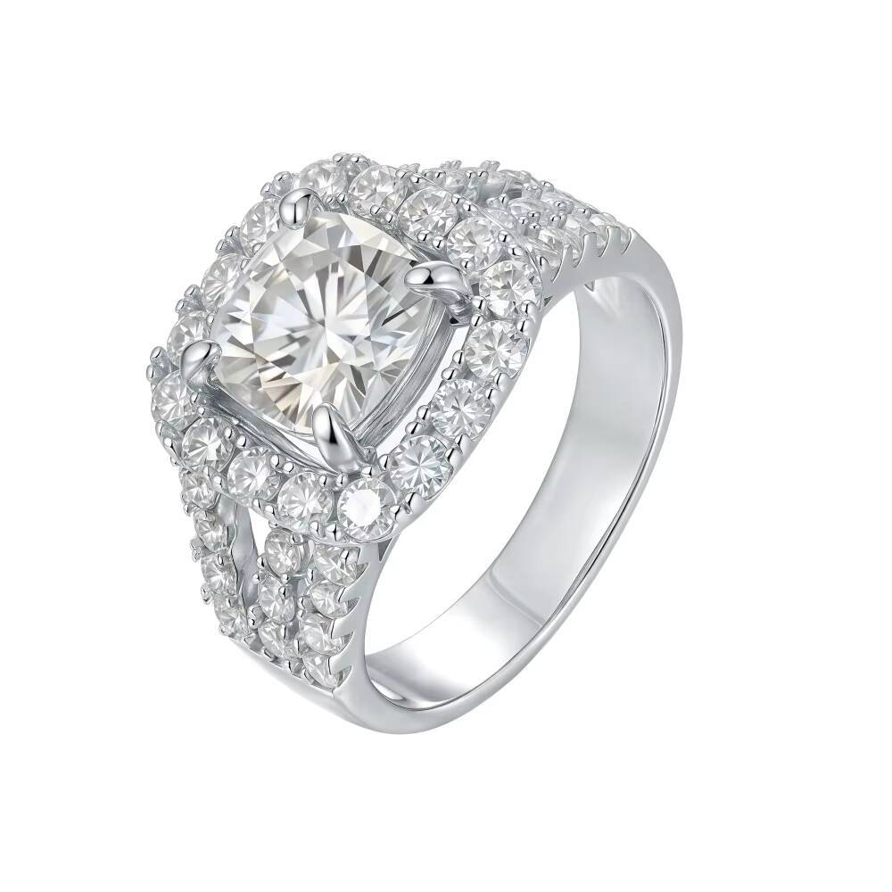 Wholesale Custom Fine Jewelry Engagement Rings for Ladies Luxury Wedding Ring 925 Silver Moissanite Ring for Women