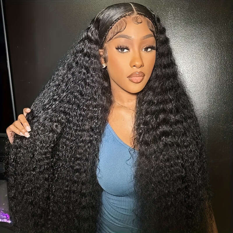 Brazilian Curly Front Pre-plucked Human Hair 4x4 HD Closure 100% Real Glueless Friendly For Beginners 200% Deep Wave Lace Wigs