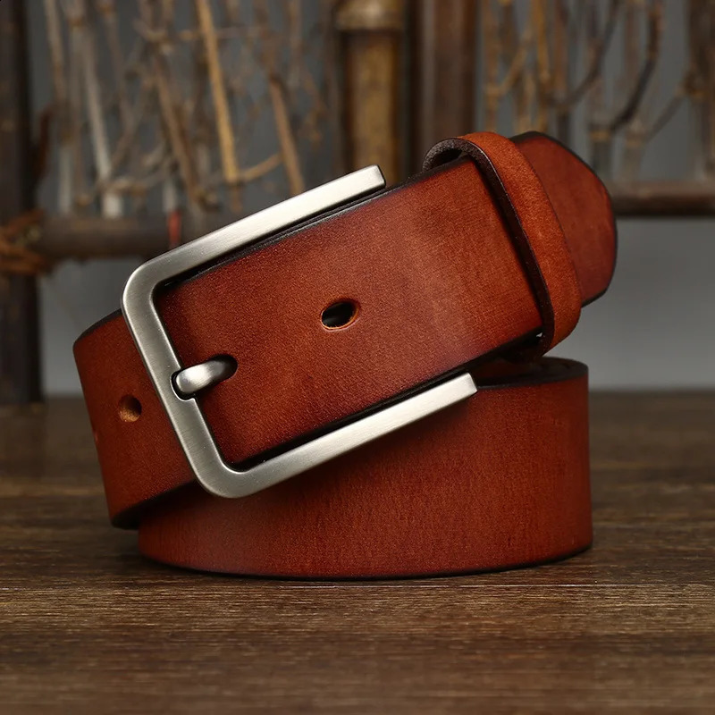 38CM Genuine Leather For Mens High Quality Buckle Jeans Cowskin Casual Belts Business Cowboy Waistband Male Fashion 251013