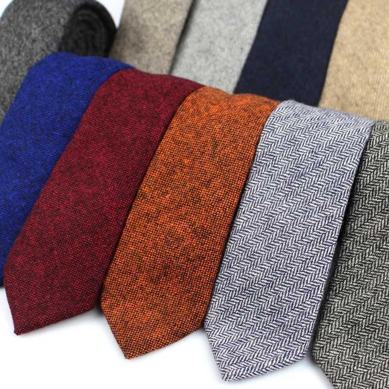 New Solid Wool Ties For Men High Quty Brand Narrow Slim Suits Neckties e 6cm Mens Neck Tie for Wedding Cravats Y251024