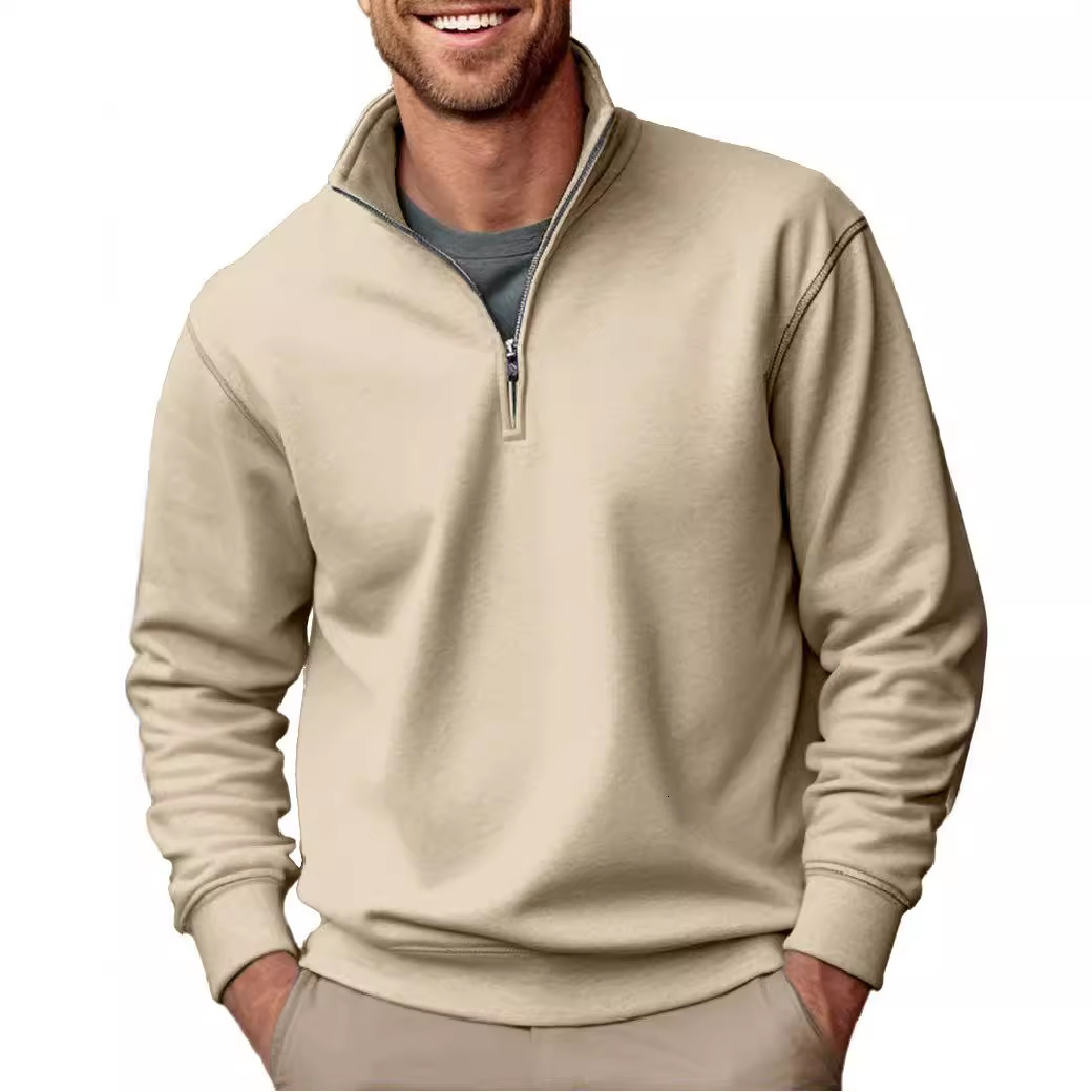 Amazon New Men's Sweatshirt Foreign Trade Designer Hoodie Jacket Tracksuit Men Polo Veste Coat Casual Zipper Stand Collar Thickened Fleece Solid 