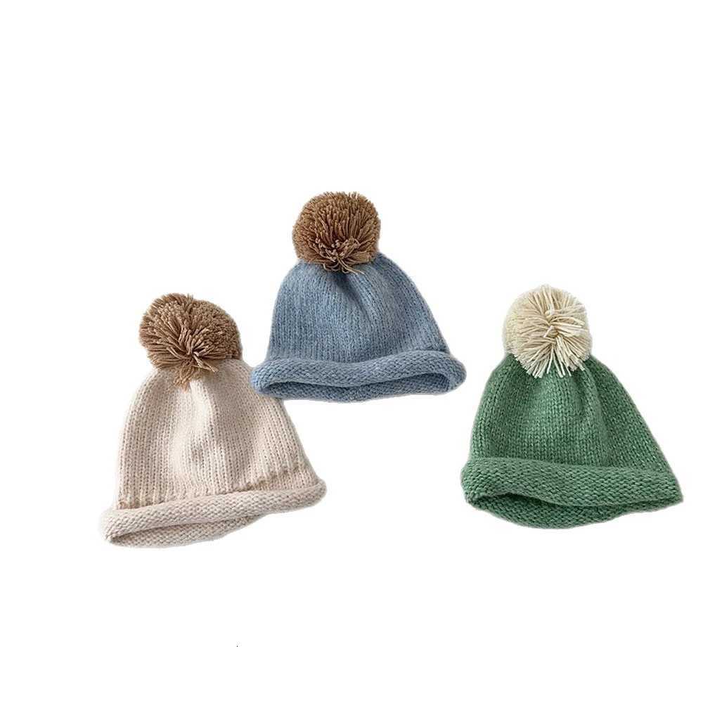 MILANCEL New Winter Kids Knitted Hat 5 Colors Warm Girls Color Collision Ball Cap Cute Children Head CapL251024