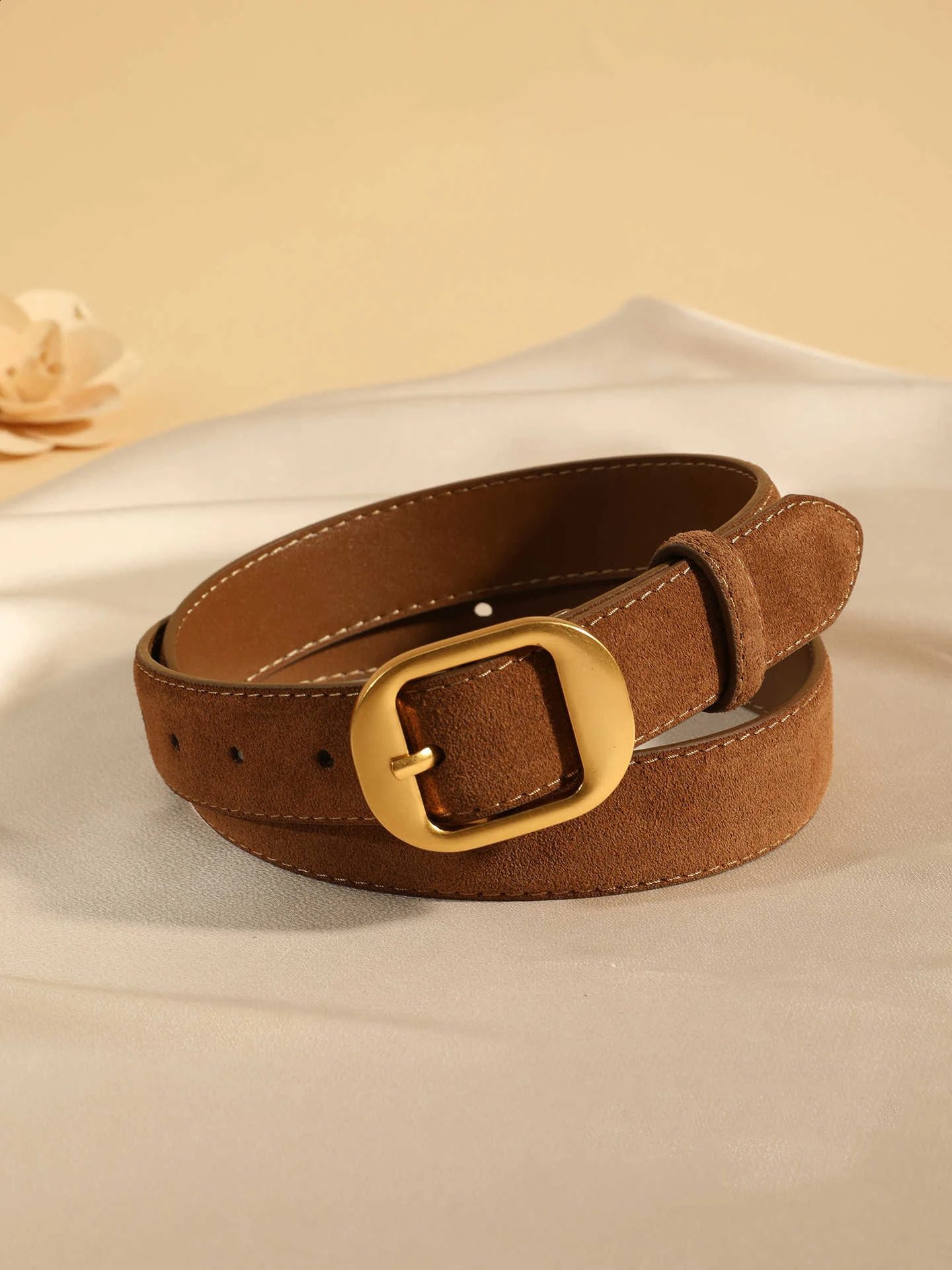 Vintage Womens Skinny Suede Cowhide Belt Soft Leather Waistband for Dresses Jeans And Coats Fashionable Ladies Accessory Belts 251013