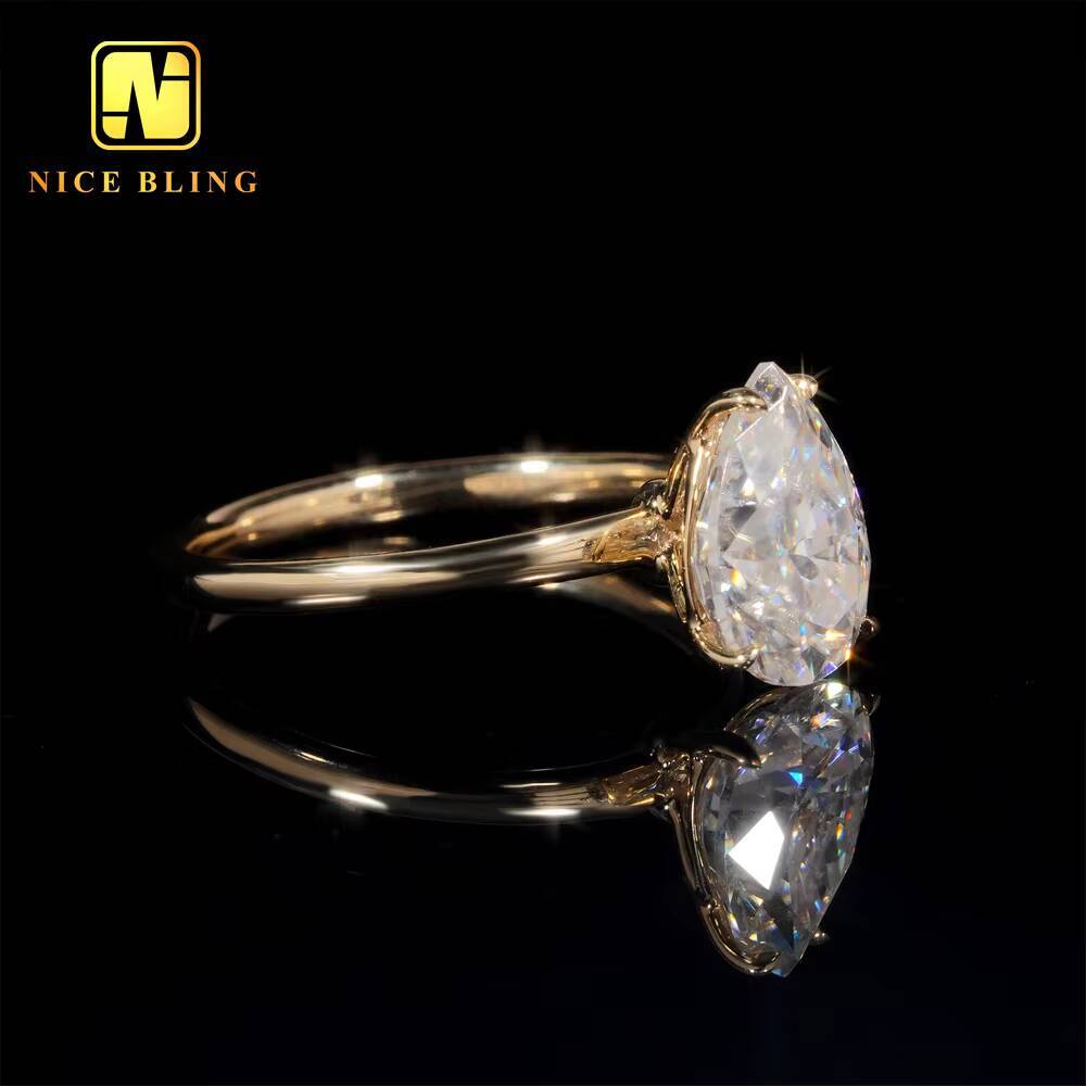 Pass Diamond Tester 14K Solid Gold Moissanite Solitaire Diamond Wedding Ring Custom Women Diamond Wedding Rings