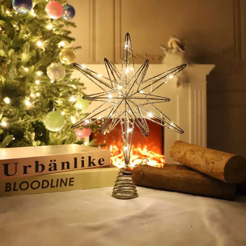 Christmas Tree Toppers Star With LED String Lights Ornaments For Christmas Home Party Decoration Festival Party New Year C251024