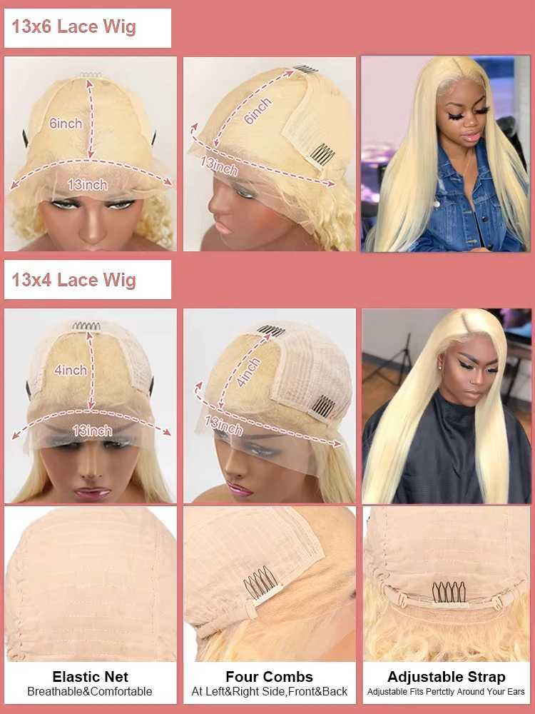 613 Blonde Colored Lace Front Human Hair Wigs 40 Inch Brazilian Remy Bone Straight 13x4 Frontal Wig For Women 250 Density W251023