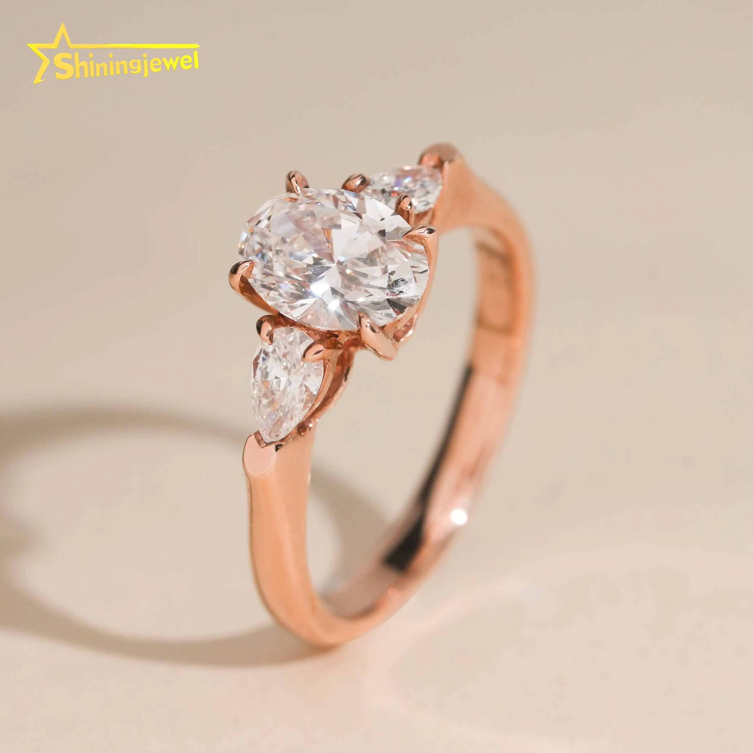 IGI Certificate Women Jewelry Diamond Engagement Ring Iced Out 10K Solid Gold Jewelry Oval Cut Lab Grown Diamond Wedding Rings
