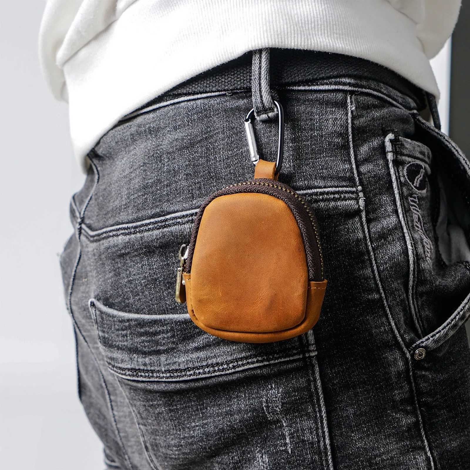 Genuine Leather Small Coin Purse Mini Change Pouch Earphone Bag Keys Holder Case with Zipper Closure for Women Men Z251023