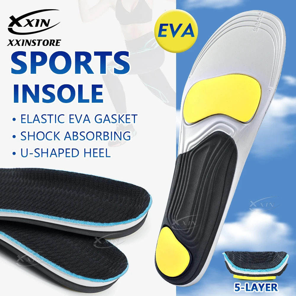 XxinEVA Sports Insoles Men Women Elastic Running Shock Absorbing Insoles Size 35251020