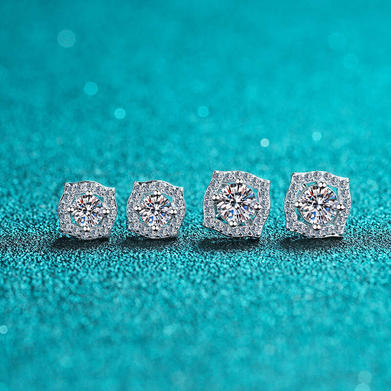 DHCollections-- Korean Version S Plated PT950 Gold Geometric Moissanite Earrings for Women Sier Ear Jewelry