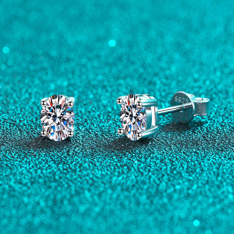 DHCollections-- Sterling Sier Earrings for Women Pigeon Egg Moissanite, Delicate and Petite Ear Jewelry, Plated with PT950 Gold