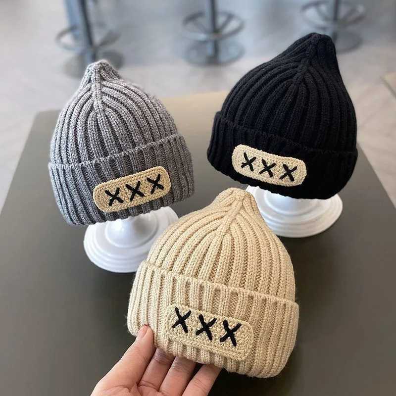 Winter Warm Knit Beanie Hat for Kids Soft Korean Style Rolled Edge Slouchy Cap for Boys Girls Toddler Gift Cold Weather WearL251024
