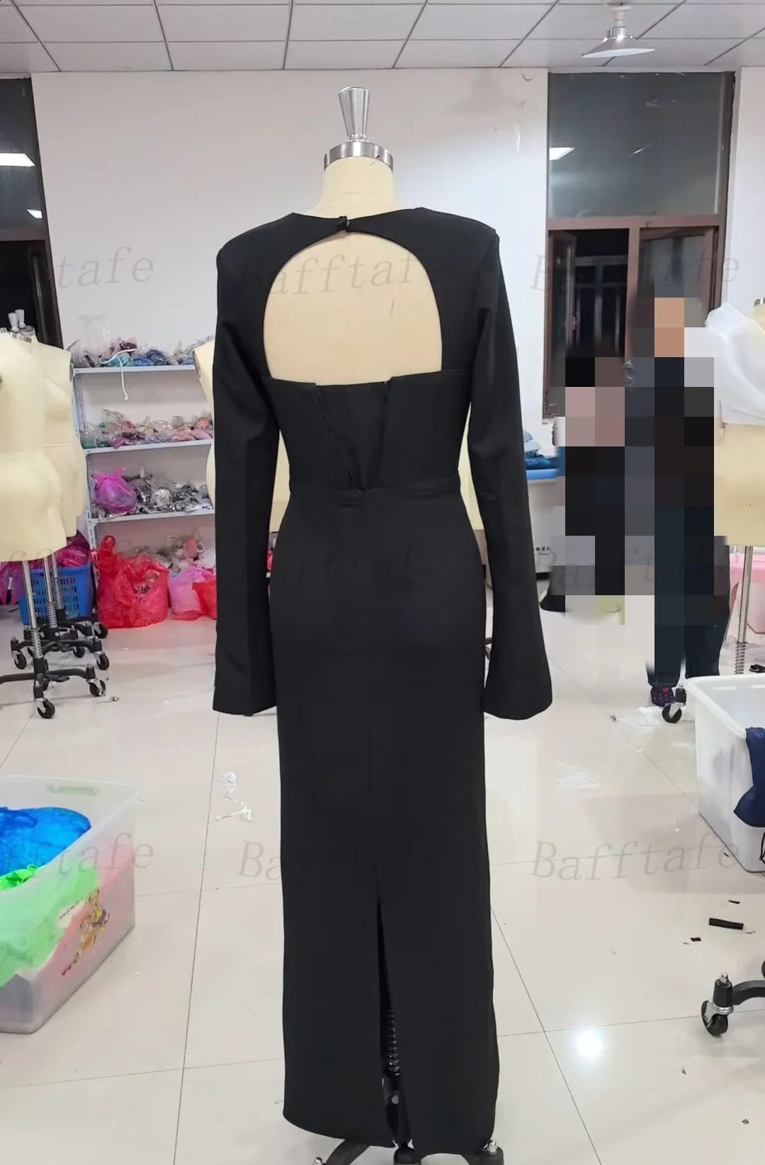 Customized Mermaid Black Prom Dresses Arabia Long Sleeves Formal Evening Dresses Women Wedding Party Gowns vestidos de noche 251023