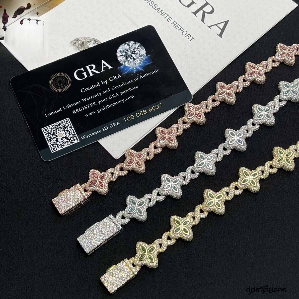 Jewelry 15Mm Marquise Flower Design Four Leaf Clover Sier Iced Out Moissanite Cuban Link Bracelet Men Women Ddmyfriend