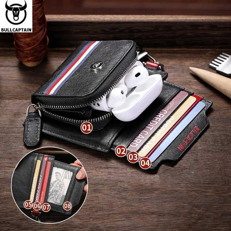 Bullcaptain Men Genuine Leather Wallet Male Small Purse Mini Money Bag Walet Thin Portomonee carteras Mans Wallet Card Holder Z251023