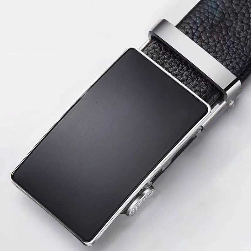Cowhide belt mens leather belt automatic buckle mens top layer highend trendy buckle W251024