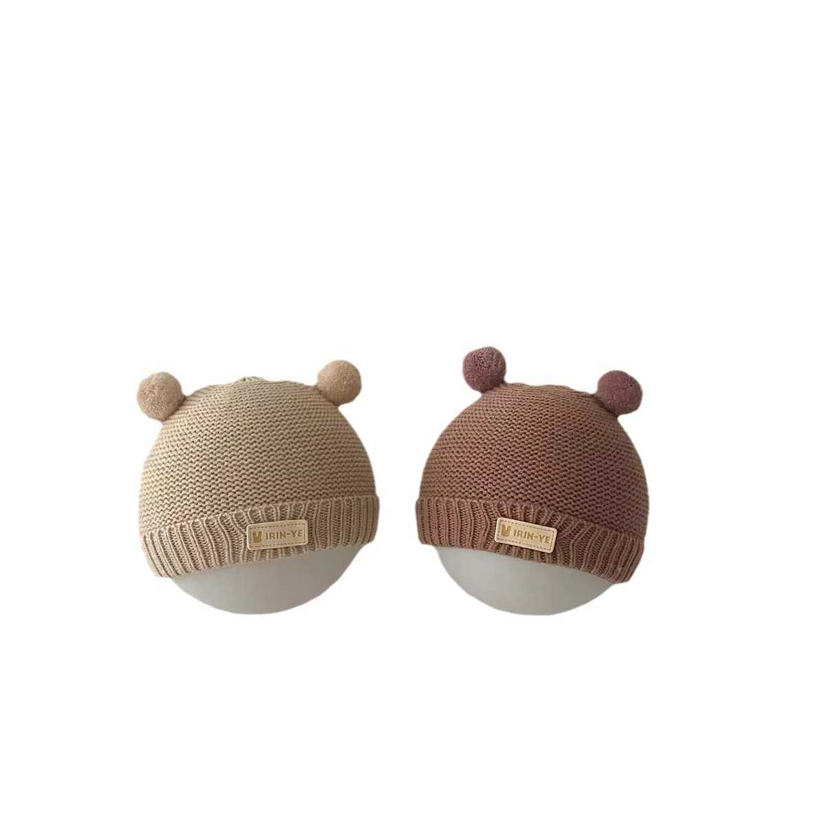 Double Pompom Baby Hat Winter Warm Knitted Beanie Cap For Newborn Solid Color Cute Cartoon Infant Boy Girl Woolen HatsL251024