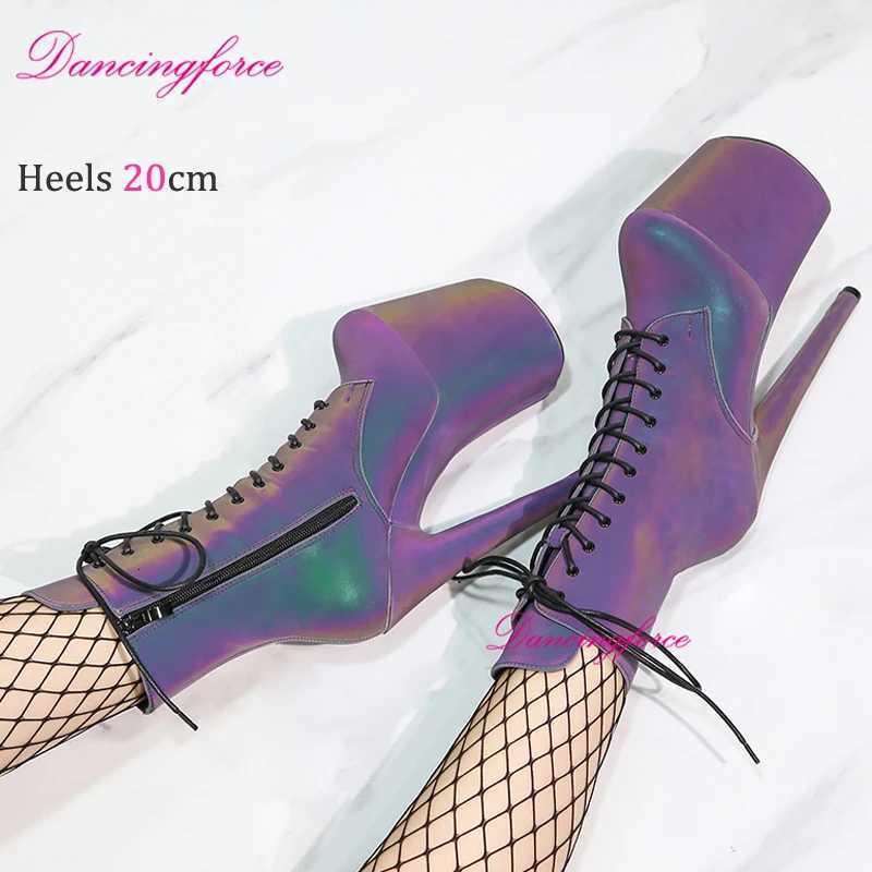 20CM8Inch Luminous PU Exotic Pole Dancing Boots Night light Holographic Reflective Stripper Platform Party High Heels Shoes W251024