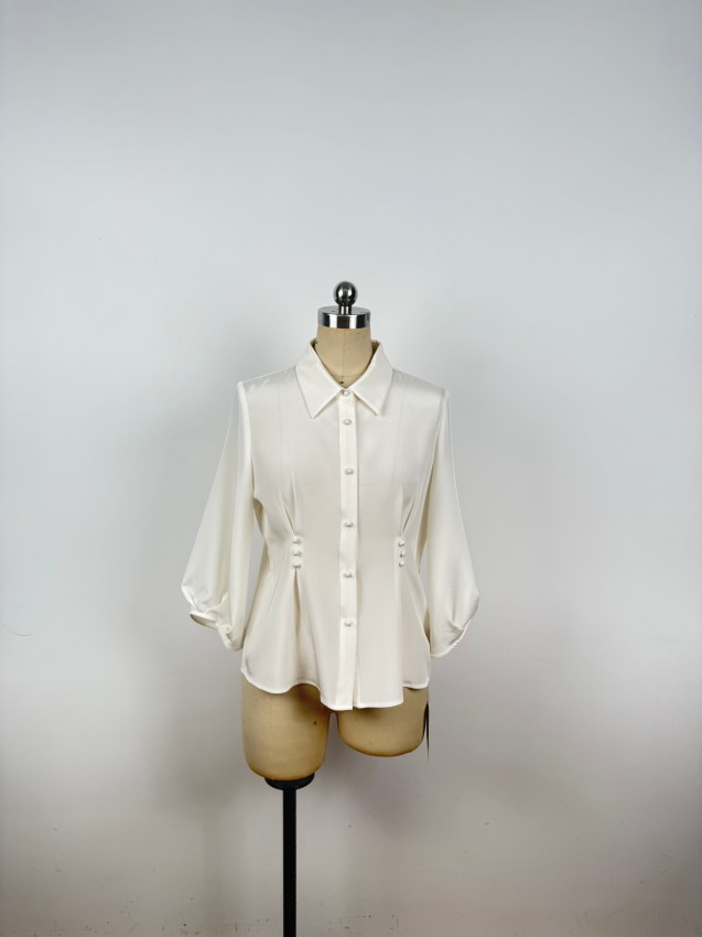 Simple, Sophisticated, Elegant, Light Luxury Silk Blouse with Waist Cinching JYS11016