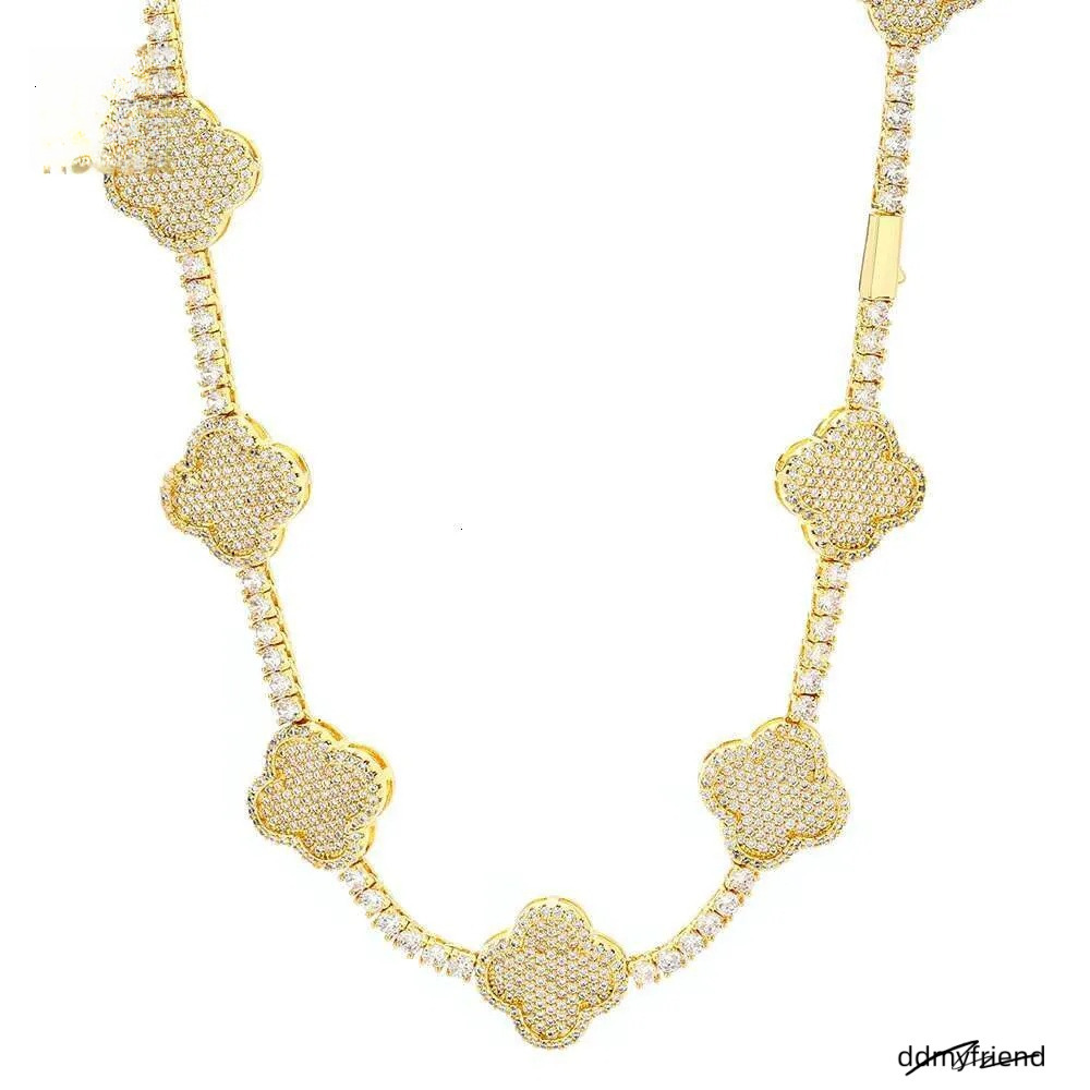 Iced Out Tennis Chain Micro Pave Cubic Moissanite Necklace: Wholesale Bling Dia Hip Hop Jewelry For Women Party Gift Ddmyfriend