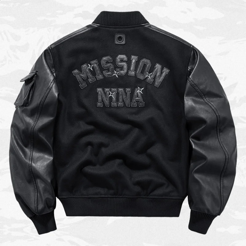 American Vintage Style Patchwork Bomber Jackets Autumn Winter Mens Clothing Y2K High Street Techwear Baseball Jackets 251023