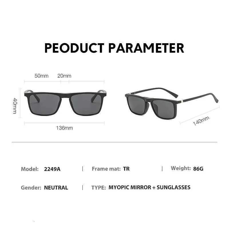6 In 1 Polarized Myopia Sunglasses Men Women Magnetic Clip On Glasses TR90 Optical Prescription Eyeglass Frames 05 10T251024