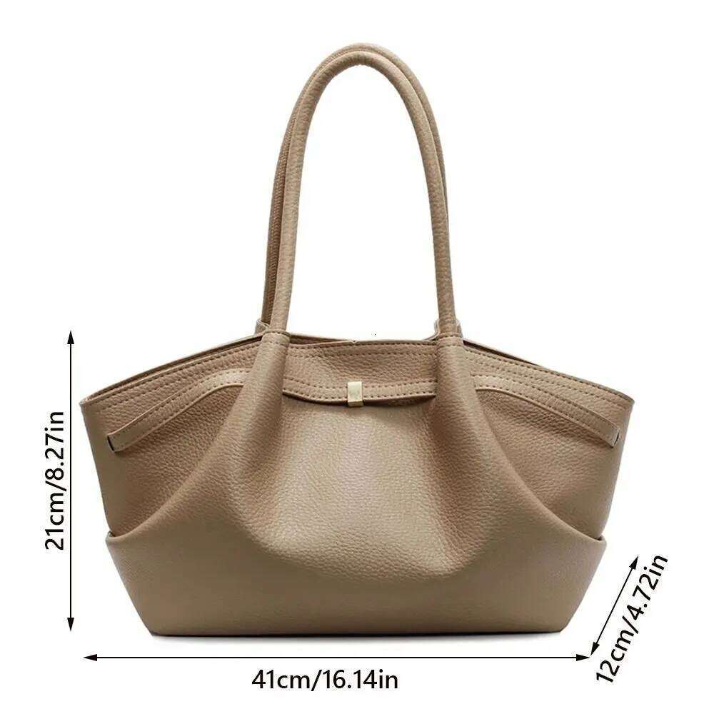 Lychee Pattern Underarm Shoulder Bags PU Leather Solid Color Women's Handbags Large Capacity Tote Bag Travel